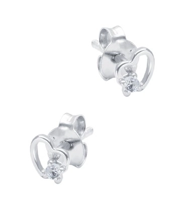 Heart Shaped CZ Silver Stud Earring STS-6492